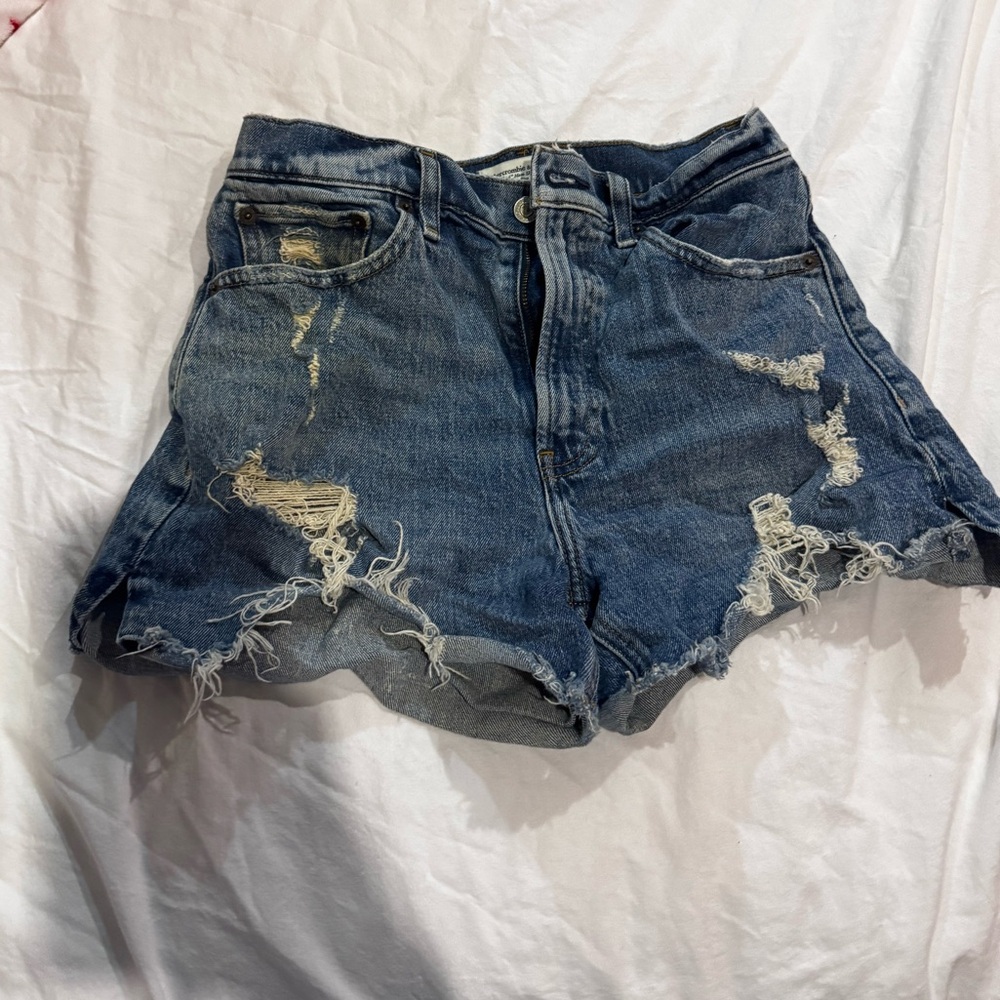Abercrombie & Fitch Blue Distressed Jean Shorts